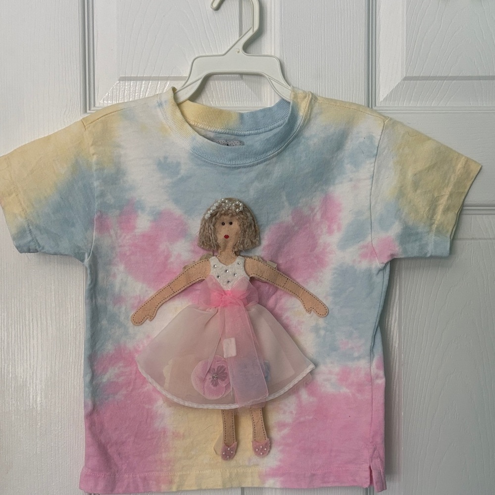 Tie-Dye T-Shirt with Doll Appliqué